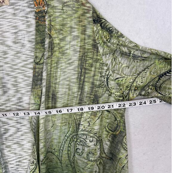 One World Plus Size Kimono Abstract Floral Green Orange Size 1X NWOT - Picture 5 of 10